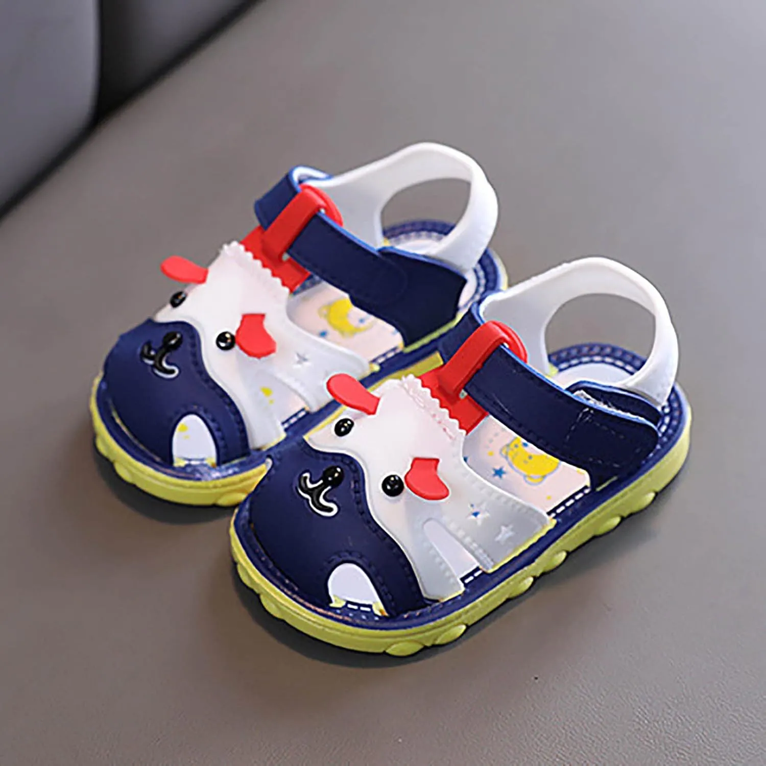 Infant Boys Girls Anti Slip Cartoon Dog Sandals for Outdoor Walking Summer Closed Toe Soft Sole Sport Sneakers