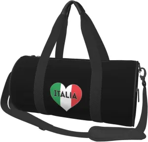 Italian Flag Italy Love Italia Convertible Garment Bag with Shoulder Strap, Carry on Garment Duffel Bag for Men Women - Rolling Foldable for Travel Luggage Bags (Black)