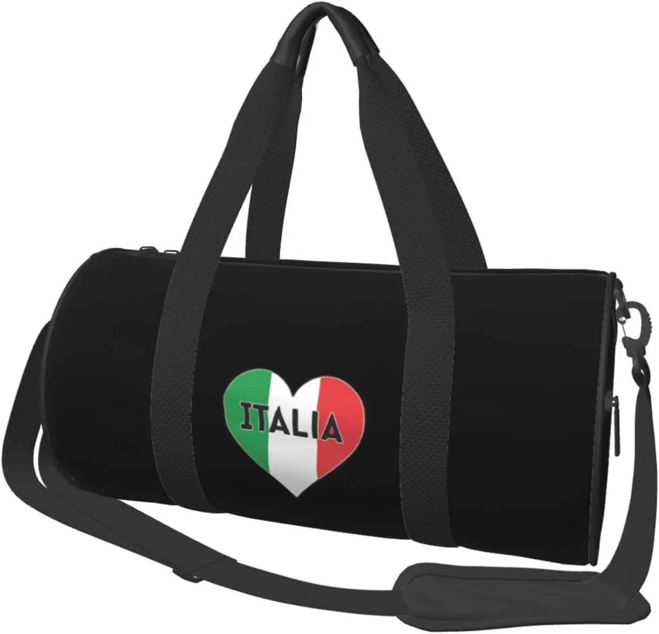 Italian Flag Italy Love Italia Convertible Garment Bag with Shoulder Strap, Carry on Garment Duffel Bag for Men Women - Rolling Foldable for Travel Luggage Bags (Black)