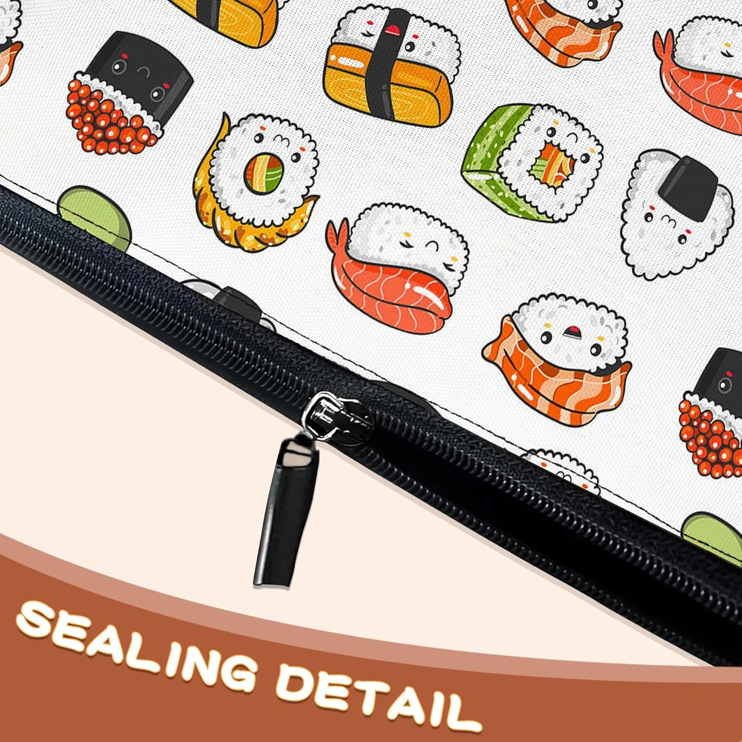 Japaness Sushi Cosmetic Bags Makeup Bags Toiletry Bag Large Capacity Organizer Pouch with Zipper Travel Accessories for Women Girls