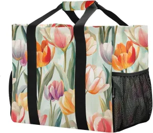 JUNZAN Watercolour flower Flower_71433 Large Utility Tote Bag For Women Foldable Beach Bag With Compartments Reusable Shopping Bag with Handles Carrier Bags