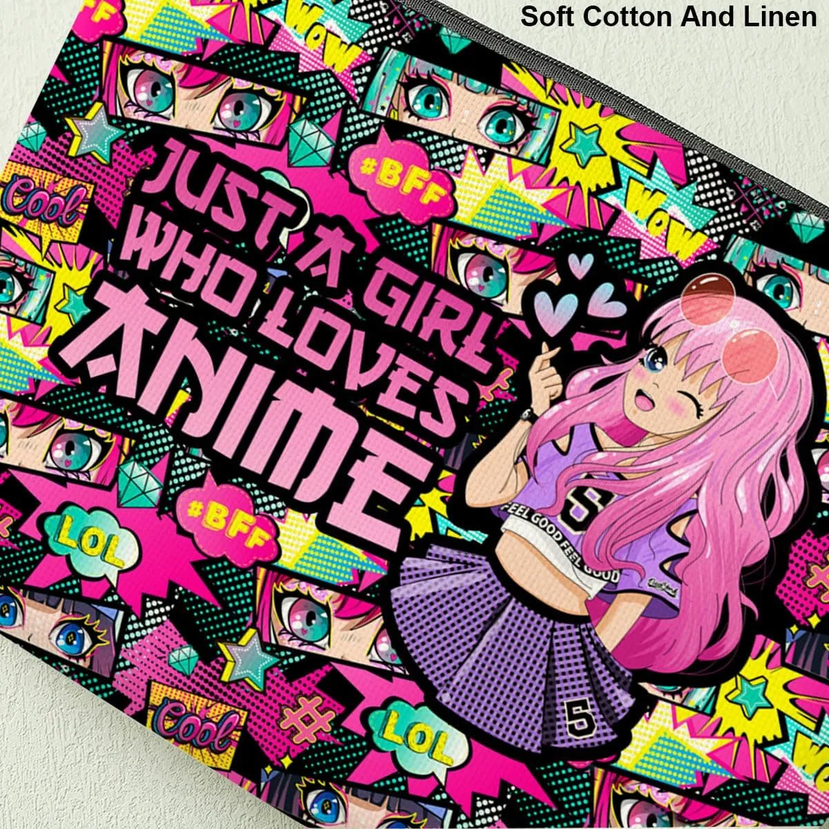 Kawaii Makeup Bag for Anime Lovers - Funny Cosmetic Toiletry Bag for Women Girls Fans - Christmas Birthday Graduation Gifts Accessories