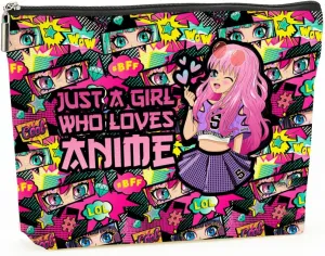 Kawaii Makeup Bag for Anime Lovers - Funny Cosmetic Toiletry Bag for Women Girls Fans - Christmas Birthday Graduation Gifts Accessories