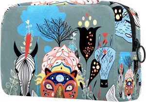 Kids Animals Small Makeup Bag for Purse, Portable Cosmetic Bag Zipper Makeup Pouch for Women, Stationery, Toiletries, Travel Accessories