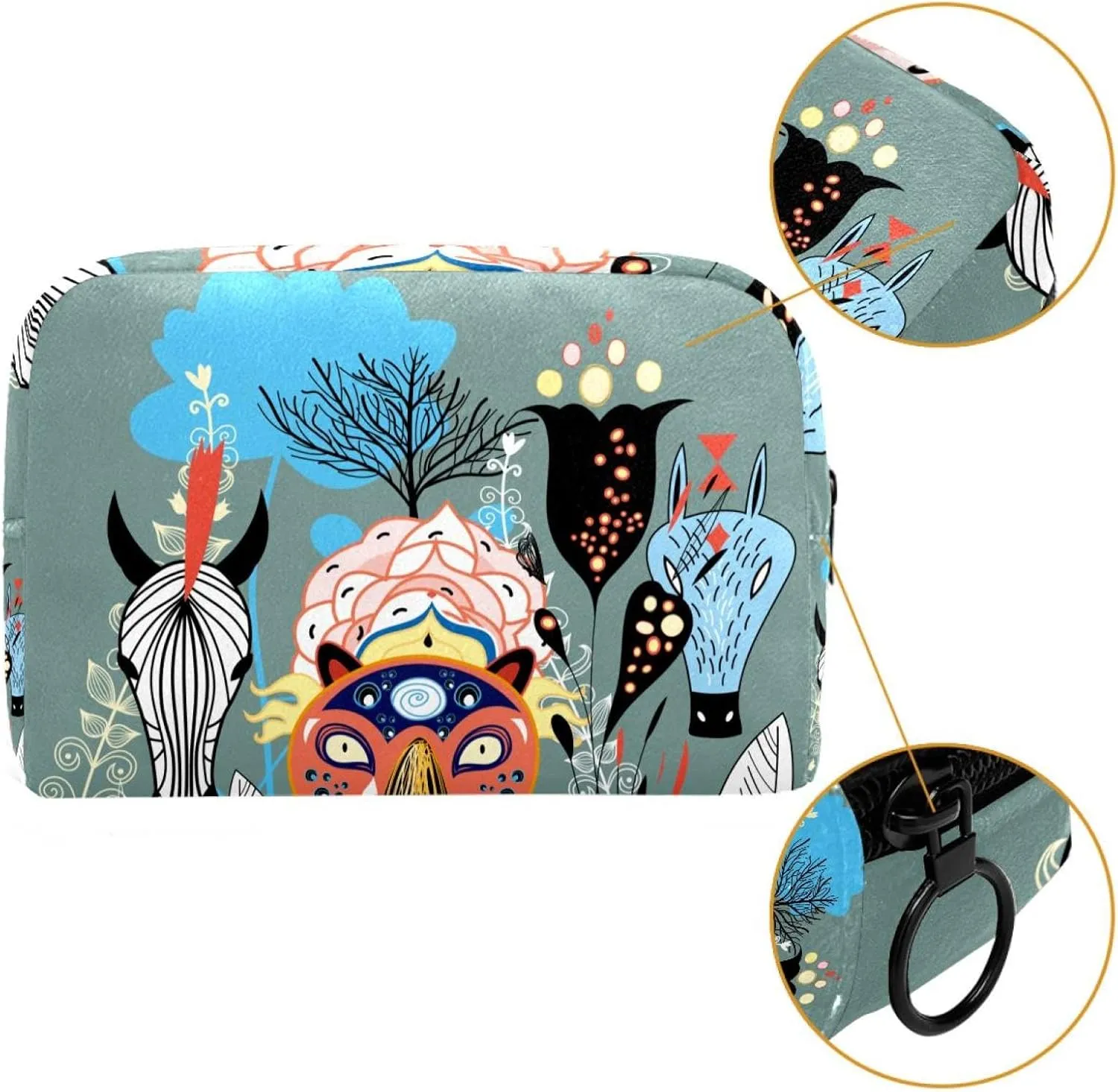 Kids Animals Small Makeup Bag for Purse, Portable Cosmetic Bag Zipper Makeup Pouch for Women, Stationery, Toiletries, Travel Accessories