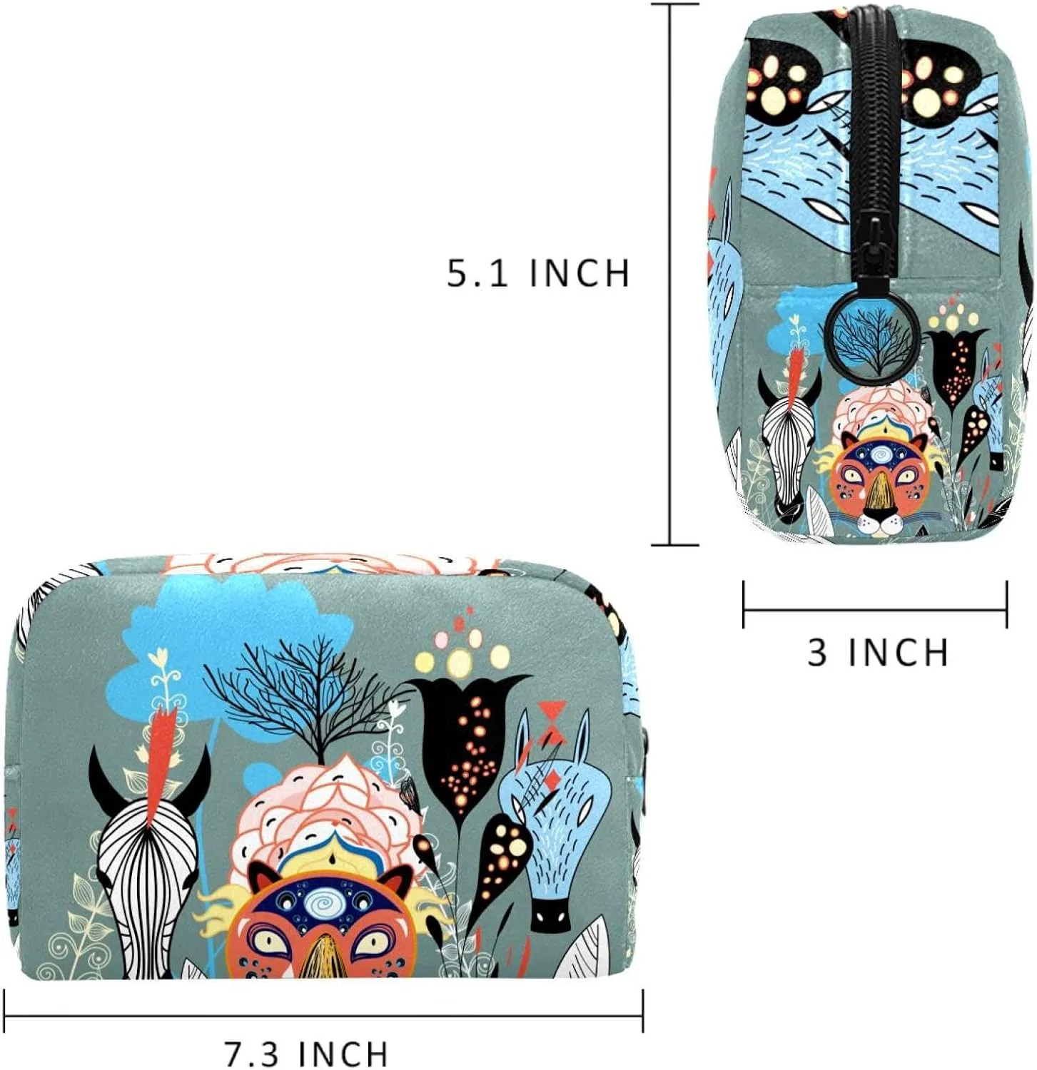 Kids Animals Small Makeup Bag for Purse, Portable Cosmetic Bag Zipper Makeup Pouch for Women, Stationery, Toiletries, Travel Accessories