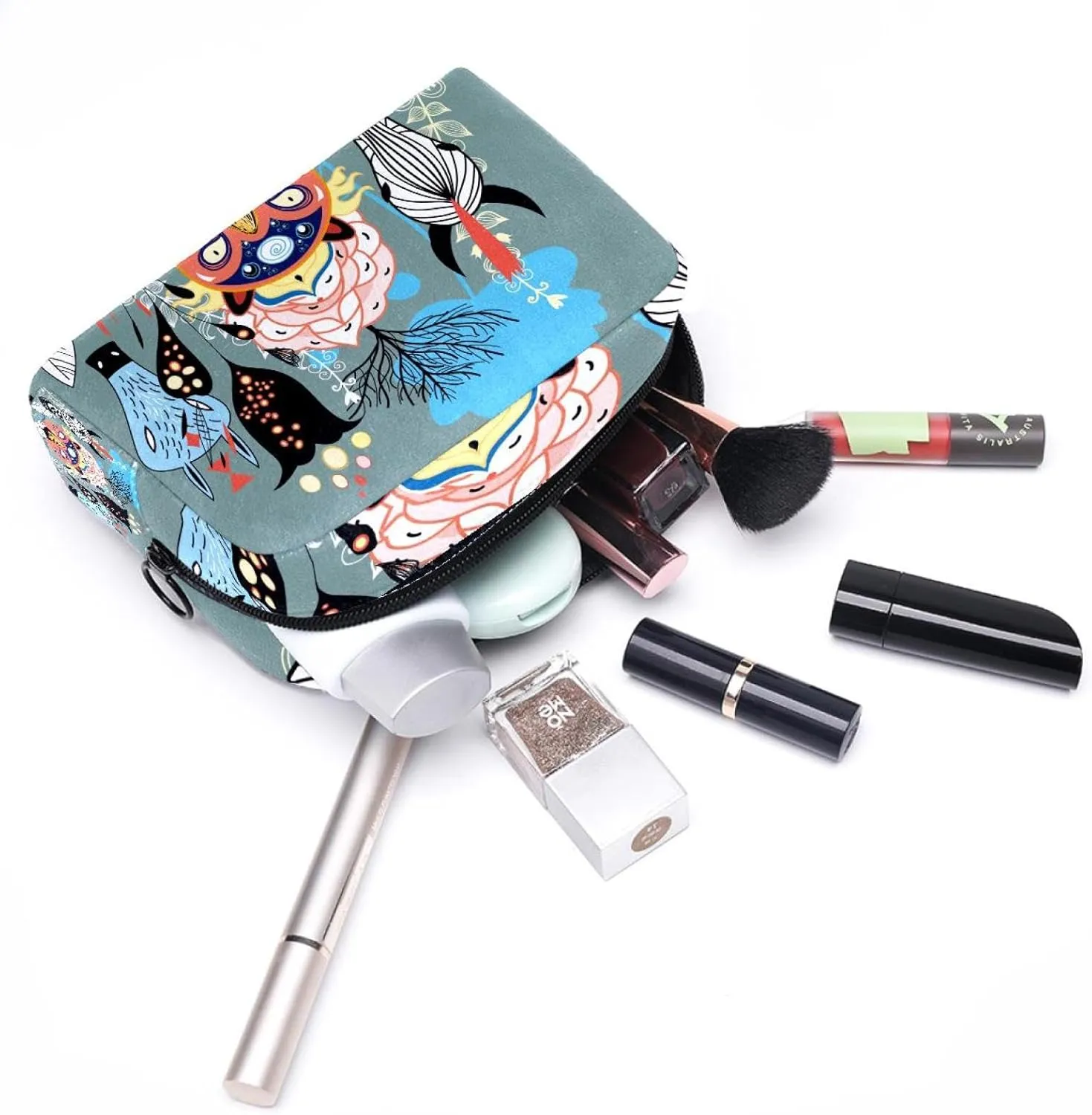 Kids Animals Small Makeup Bag for Purse, Portable Cosmetic Bag Zipper Makeup Pouch for Women, Stationery, Toiletries, Travel Accessories