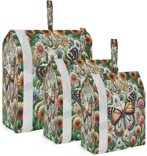 Kigai Butterfly Flower Travel Cubes for Packing 3 PCS Travel Luggage Packing Organizer Foldable Suitcase Storage Bag, Travel Accessories