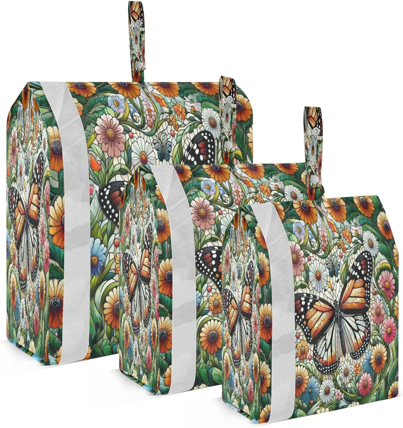 Kigai Butterfly Flower Travel Cubes for Packing 3 PCS Travel Luggage Packing Organizer Foldable Suitcase Storage Bag, Travel Accessories