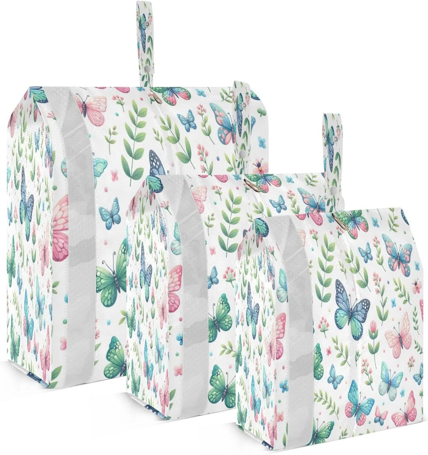 Kigai Butterfly Leaves Travel Cubes for Packing 3 PCS Travel Luggage Packing Organizer Foldable Suitcase Storage Bag, Travel Accessories