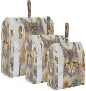 Kigai Cat Butterfly Travel Cubes for Packing 3 PCS Travel Luggage Packing Organizer Foldable Suitcase Storage Bag, Travel Accessories