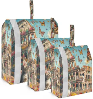 Kigai Cat Butterfly Travel Cubes for Packing 3 PCS Travel Luggage Packing Organizer Foldable Suitcase Storage Bag, Travel Accessories