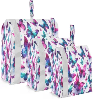 Kigai Colorful Butterfly Travel Cubes for Packing 3 PCS Travel Luggage Packing Organizer Foldable Suitcase Storage Bag, Travel Accessories
