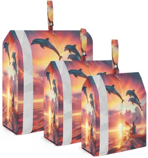 Kigai Cute Dolphin Travel Cubes for Packing 3 PCS Travel Luggage Packing Organizer Foldable Suitcase Storage Bag, Travel Accessories