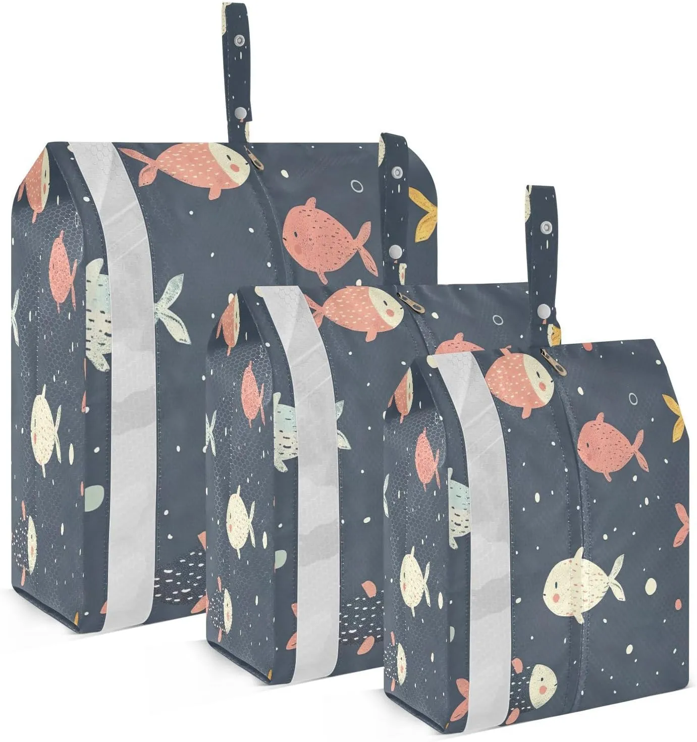 Kigai Cute Fish Travel Cubes for Packing 3 PCS Travel Luggage Packing Organizer Foldable Suitcase Storage Bag, Travel Accessories