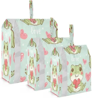 Kigai Cute Frog Travel Cubes for Packing 3 PCS Travel Luggage Packing Organizer Foldable Suitcase Storage Bag, Travel Accessories