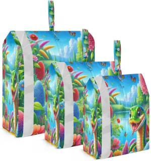 Kigai Cute Snake Travel Cubes for Packing 3 PCS Travel Luggage Packing Organizer Foldable Suitcase Storage Bag, Travel Accessories
