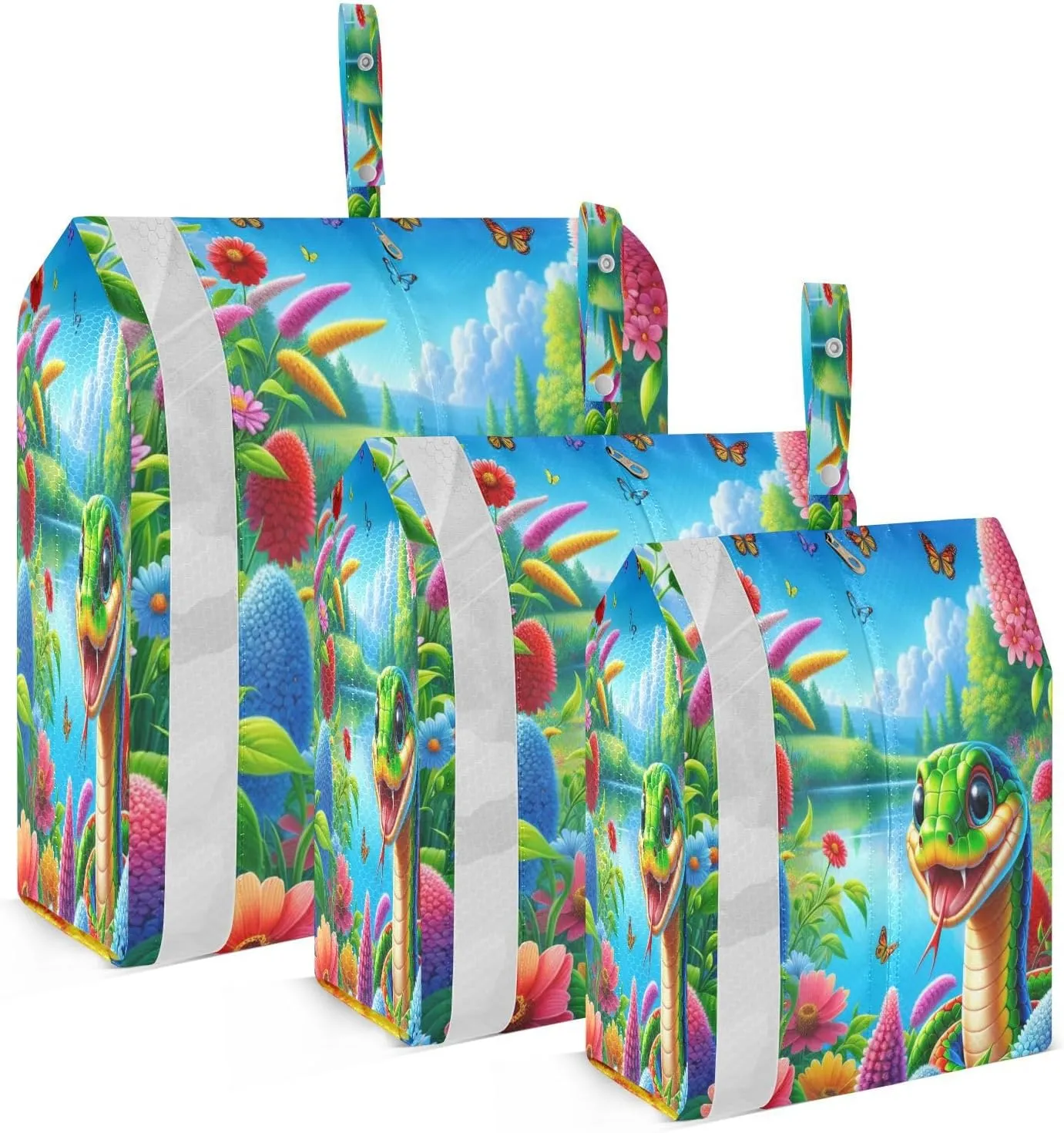 Kigai Cute Snake Travel Cubes for Packing 3 PCS Travel Luggage Packing Organizer Foldable Suitcase Storage Bag, Travel Accessories
