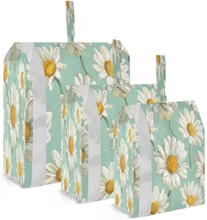 Kigai Daisy Flower Travel Cubes for Packing 3 PCS Travel Luggage Packing Organizer Foldable Suitcase Storage Bag, Travel Accessories