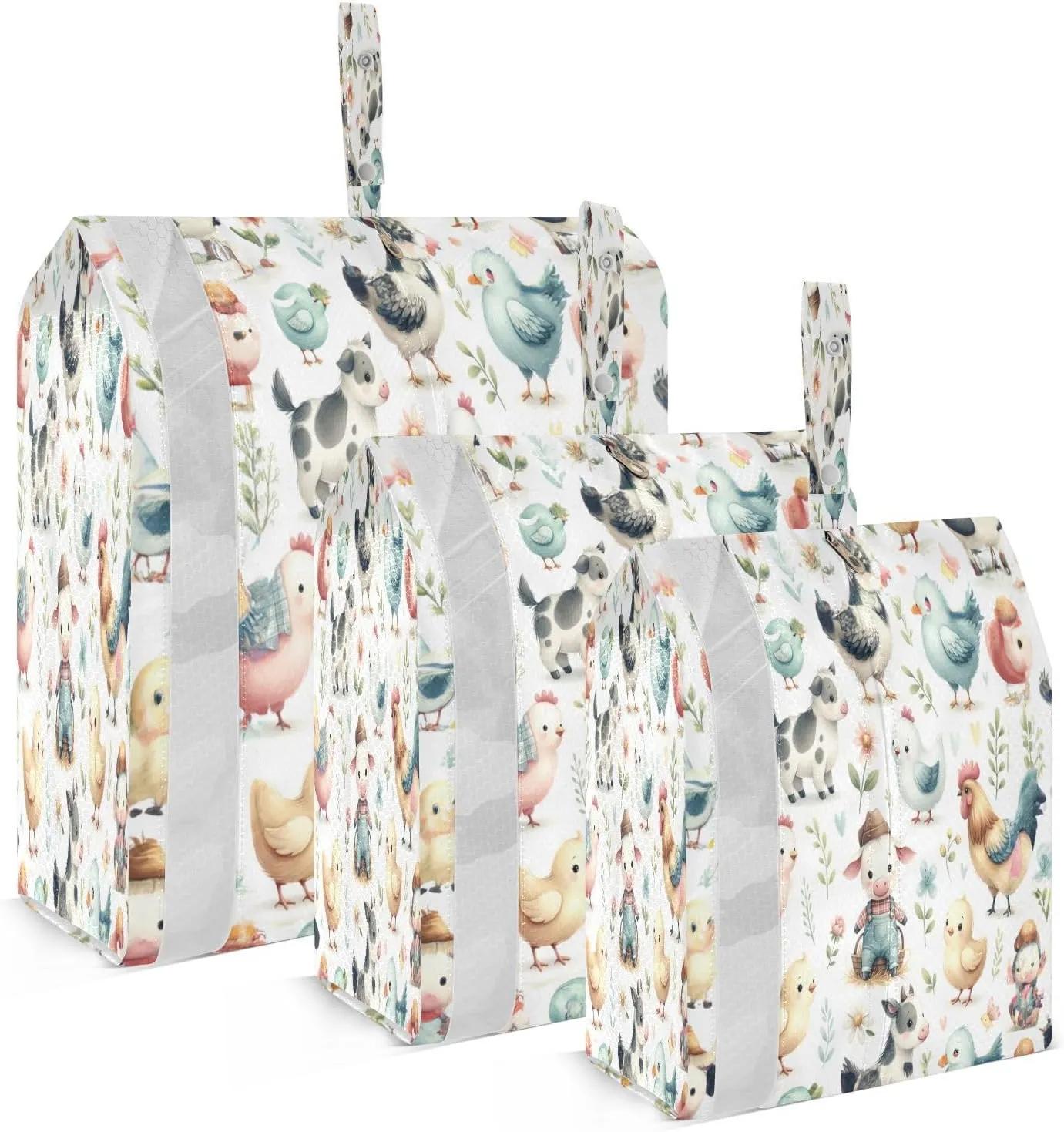 Kigai Farm Animals Travel Cubes for Packing 3 PCS Travel Luggage Packing Organizer Foldable Suitcase Storage Bag, Travel Accessories
