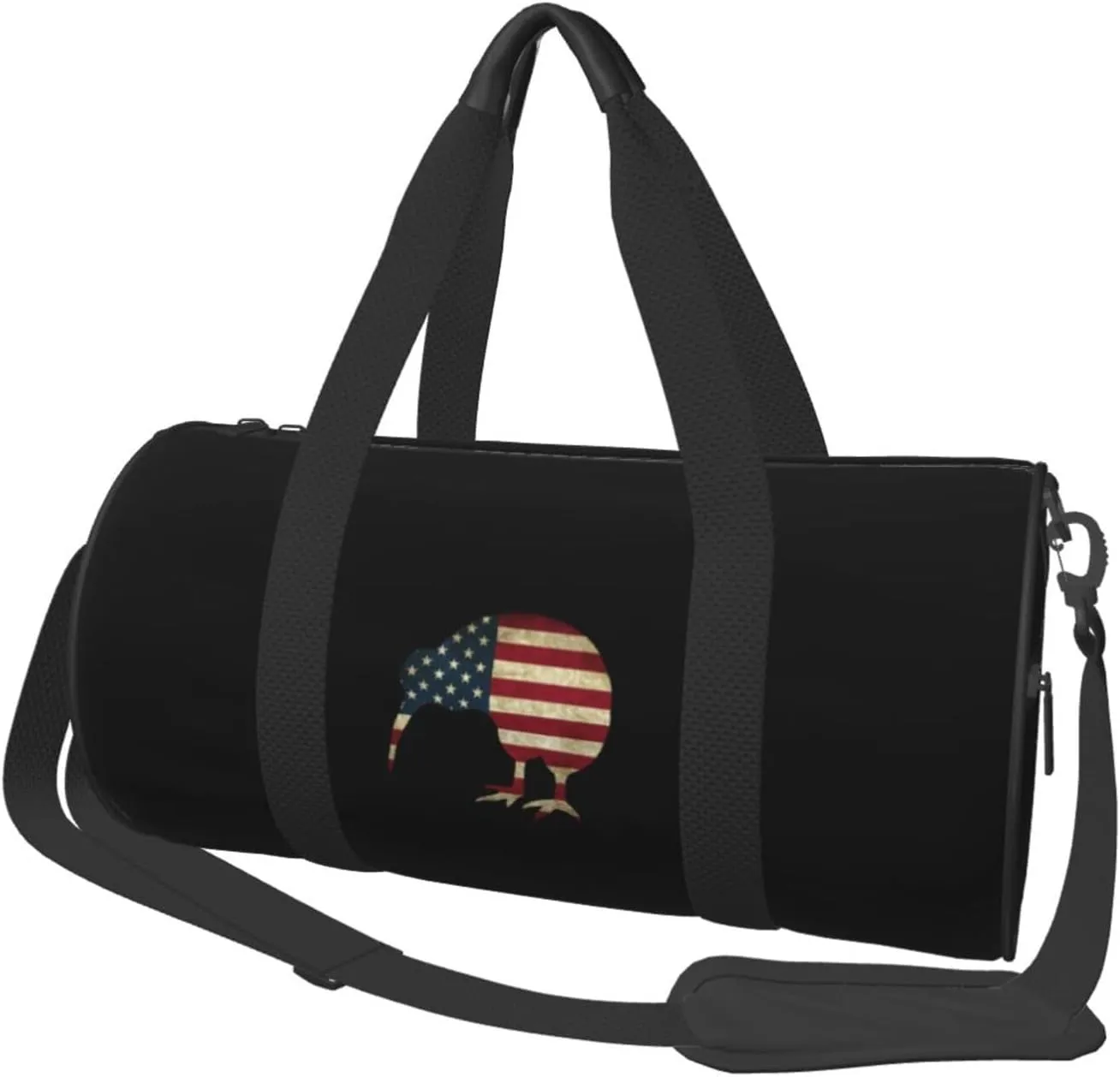 Kiwi Bird New Zealand USA Flag Convertible Garment Bag with Shoulder Strap, Carry on Garment Duffel Bag for Men Women - Rolling Foldable for Travel Luggage Bags (Black)