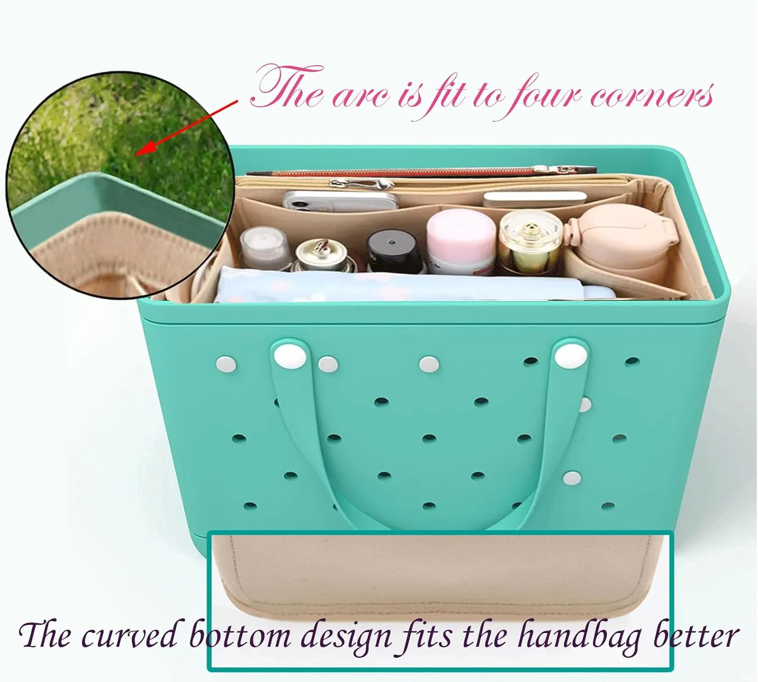 Lckaey Beach Bag organizer for bogg accessories Large Organizer Storage for Bogg Bag Organizing divider cooler insert 3018Pink-L