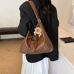 Leather Hobo bag for Women,Leather Shoulder bag Slouchy Hobo Purses and Handbags Bow with Doll Accessories Fall Purse