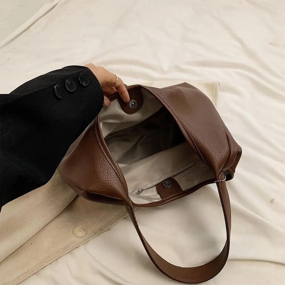 Leather Hobo bag for Women,Leather Shoulder bag Slouchy Hobo Purses and Handbags Bow with Doll Accessories Fall Purse