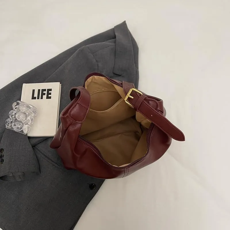 Leather Hobo bag for Women,Leather Shoulder bag Slouchy Hobo Purses and Handbags Bow with Doll Accessories Fall Purse