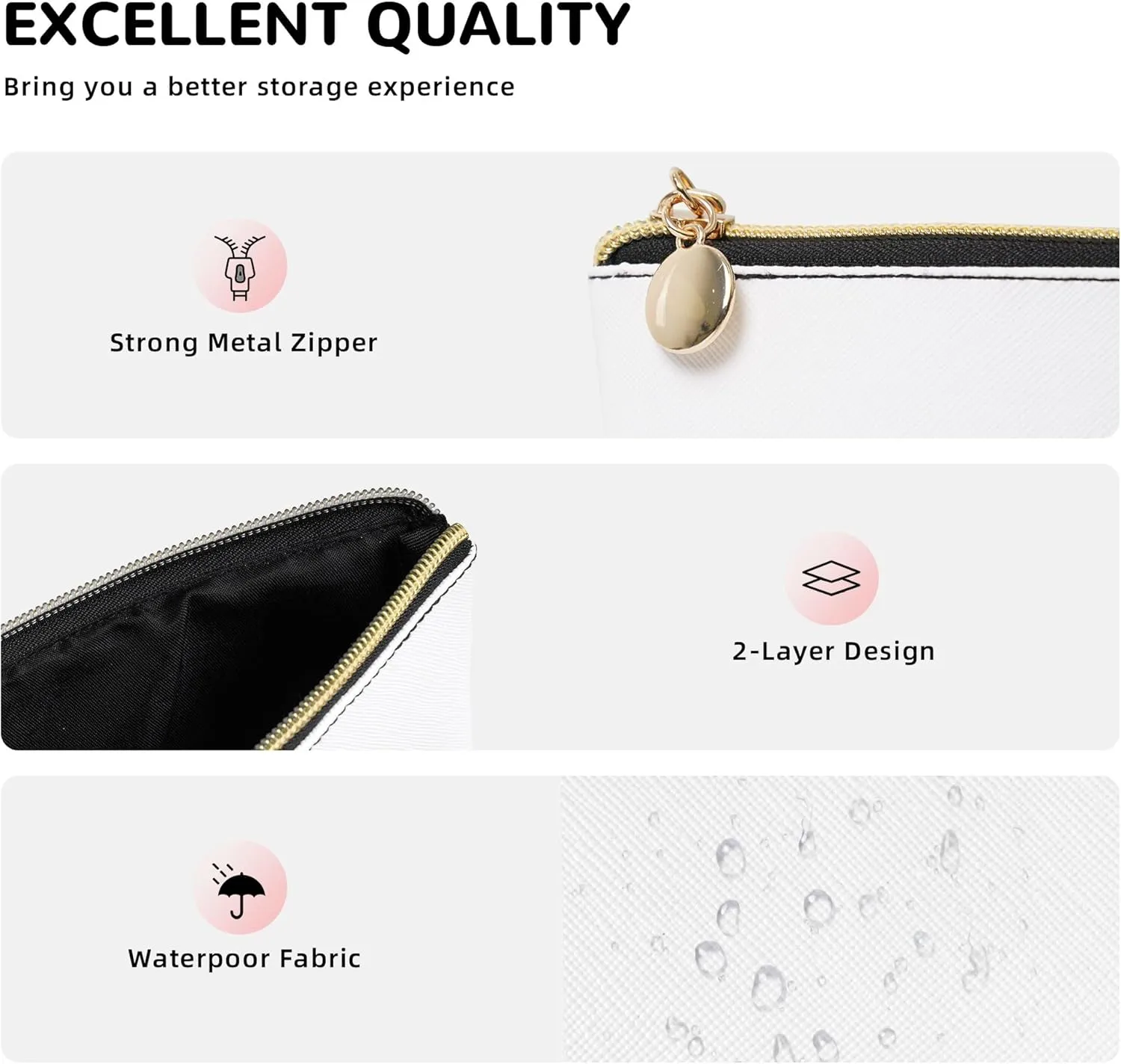 Leather Makeup Bag Travel Cosmetic Bag Small Makeup Bag for Women,Toiletry Bag Accessories Organizer-Blue and White Porcelain
