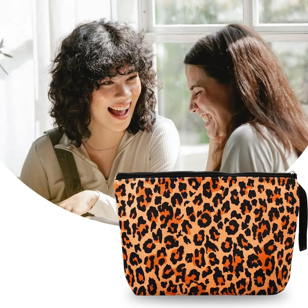 Leopard Makeup Bag for Women Cheetah Print Cosmetic Bag for Girls Daughter Granddaughter Birthday Gifts for Friend Travel Toiletry Bag for Girlfiend Wife Wedding Anniversary Valentines Day Gift