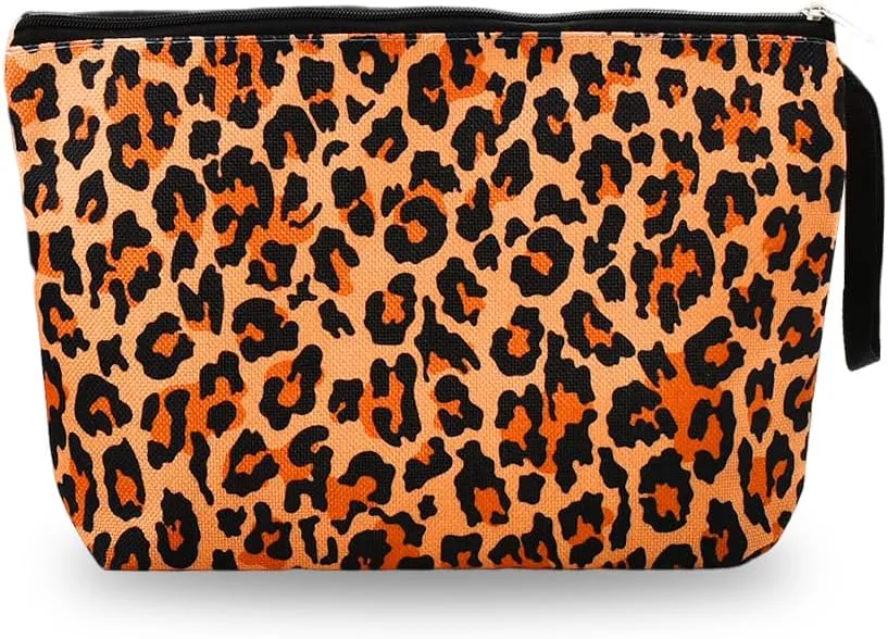 Leopard Makeup Bag for Women Cheetah Print Cosmetic Bag for Girls Daughter Granddaughter Birthday Gifts for Friend Travel Toiletry Bag for Girlfiend Wife Wedding Anniversary Valentines Day Gift