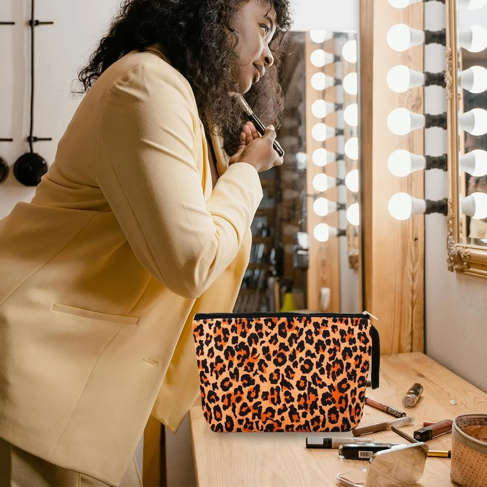 Leopard Makeup Bag for Women Cheetah Print Cosmetic Bag for Girls Daughter Granddaughter Birthday Gifts for Friend Travel Toiletry Bag for Girlfiend Wife Wedding Anniversary Valentines Day Gift