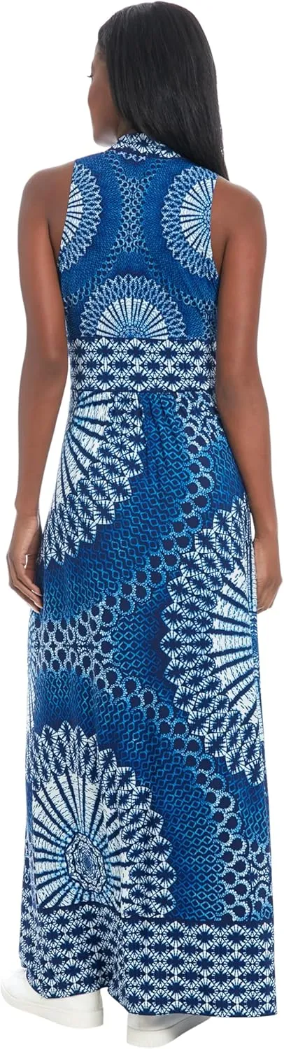 London Times Women's Sleeveless Empire Waist V-Neck Maxi-Casual Floor Length Wedding Guest Dress