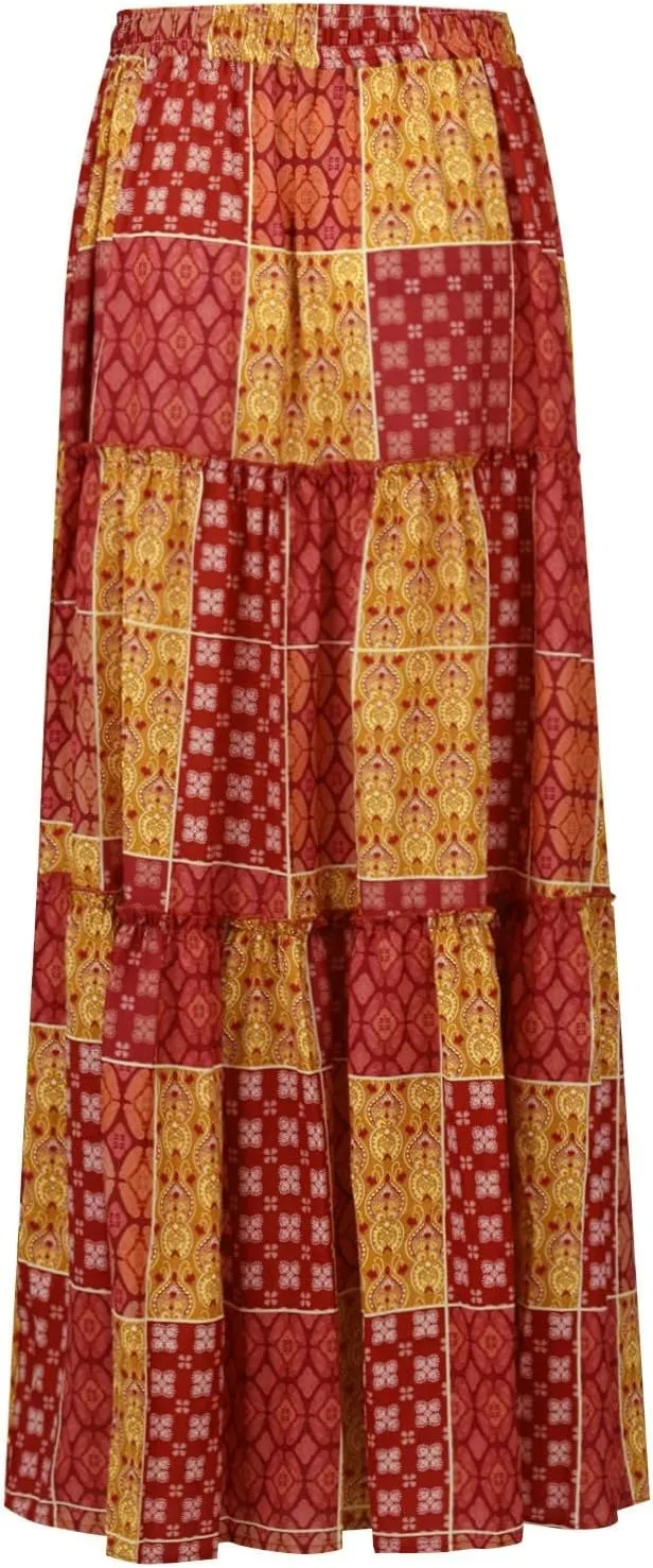Long Skirts,Trendy Flowy Skirts for Women 2025 Elastic High Waisted Pleated Womens Boho Maxi Skirt with Pockets