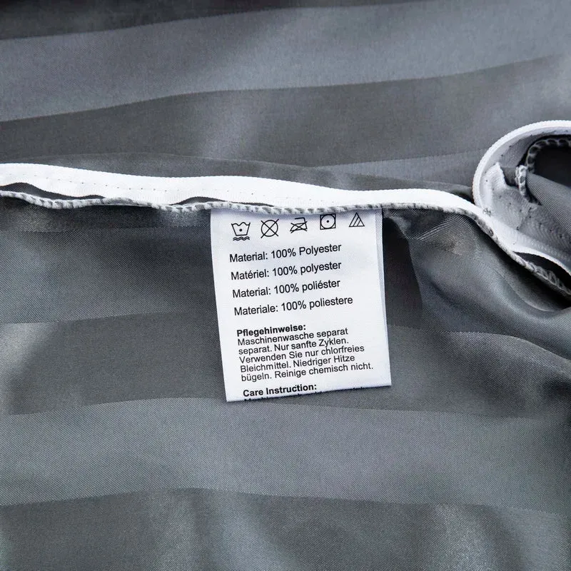 Luxury Satin Striped Duvet Cover Set with Zipper Closure & Pillow Cases