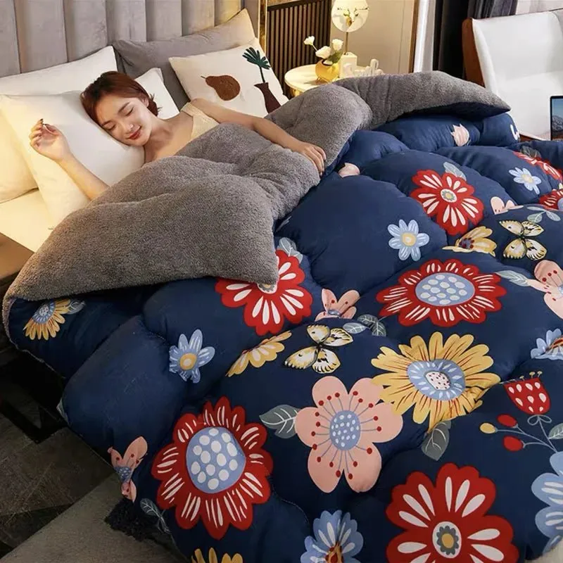 Luxury Warm Patchwork Quilt Duvet - Thicken Lamb Wool Comforter