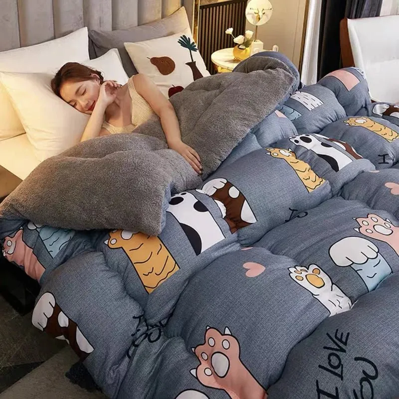 Luxury Warm Patchwork Quilt Duvet - Thicken Lamb Wool Comforter