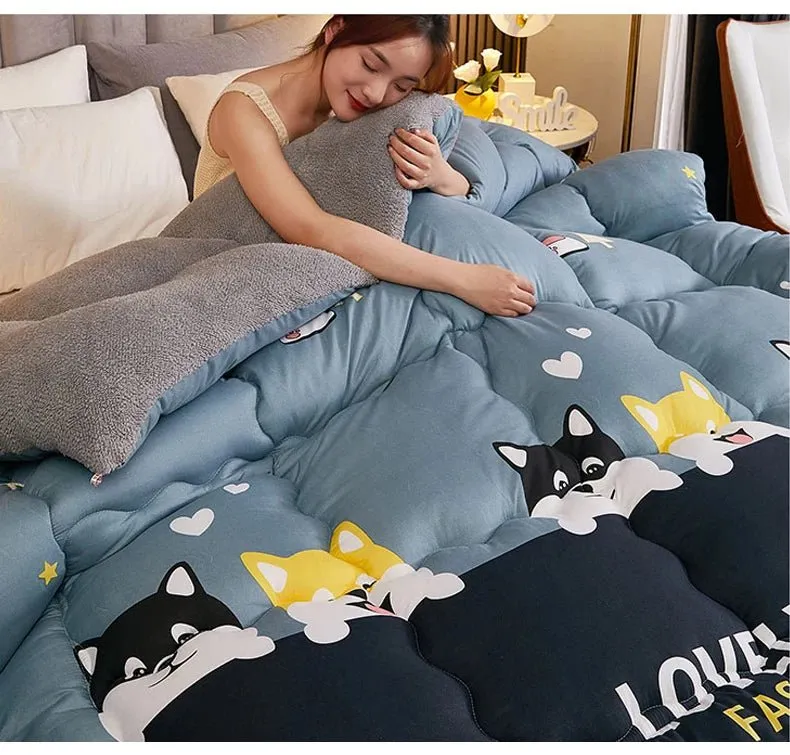 Luxury Warm Patchwork Quilt Duvet - Thicken Lamb Wool Comforter
