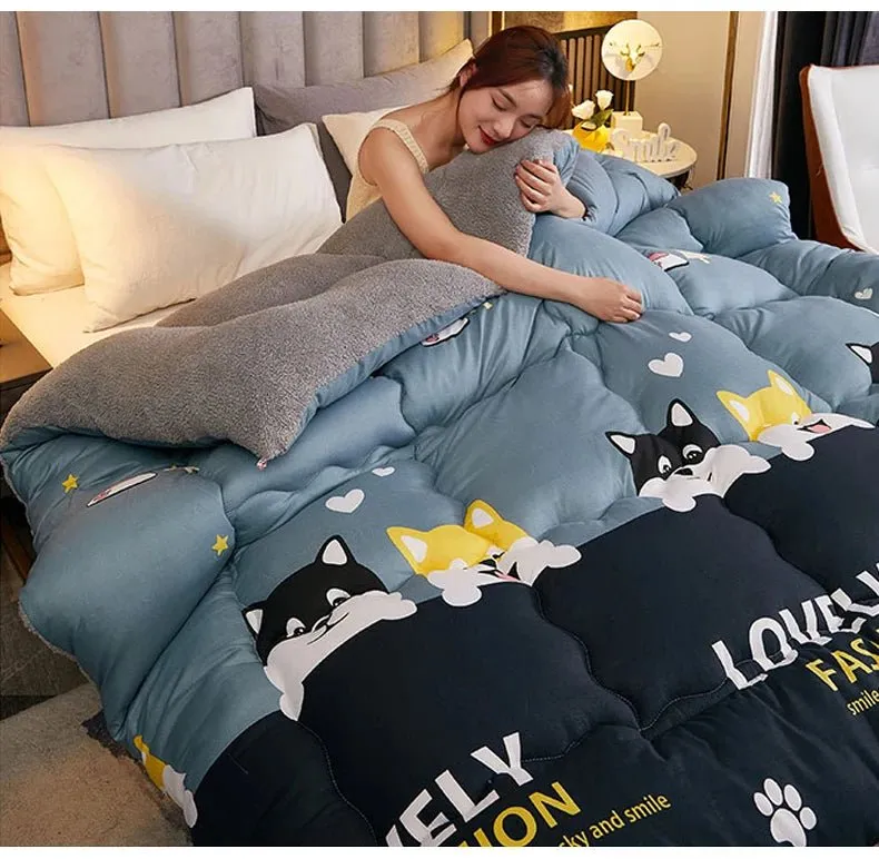 Luxury Warm Patchwork Quilt Duvet - Thicken Lamb Wool Comforter
