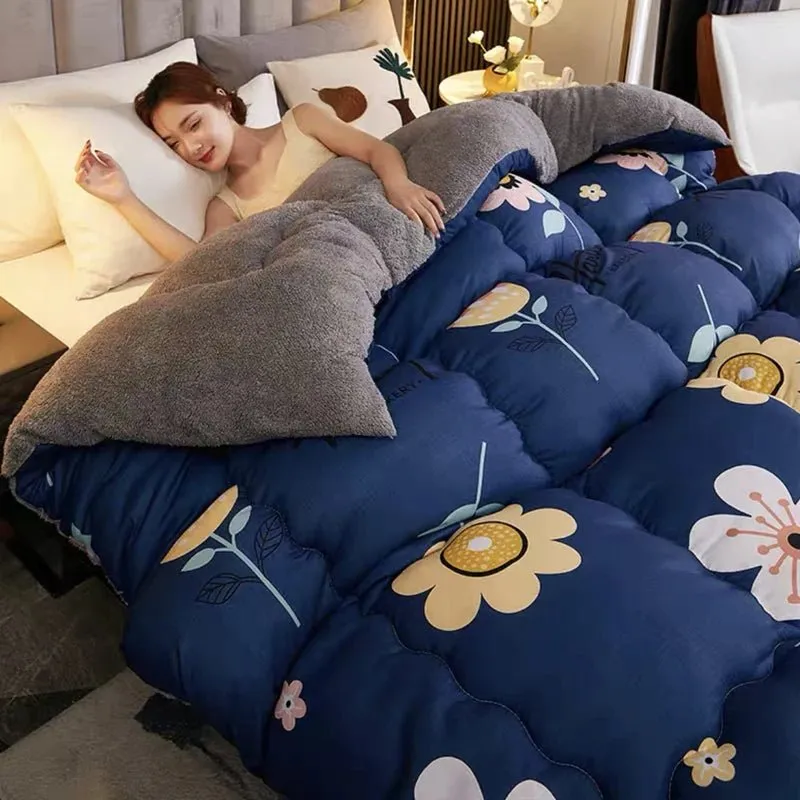 Luxury Warm Patchwork Quilt Duvet - Thicken Lamb Wool Comforter