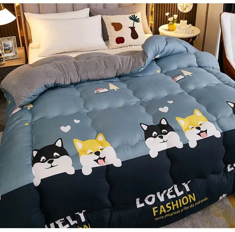 Luxury Warm Patchwork Quilt Duvet - Thicken Lamb Wool Comforter