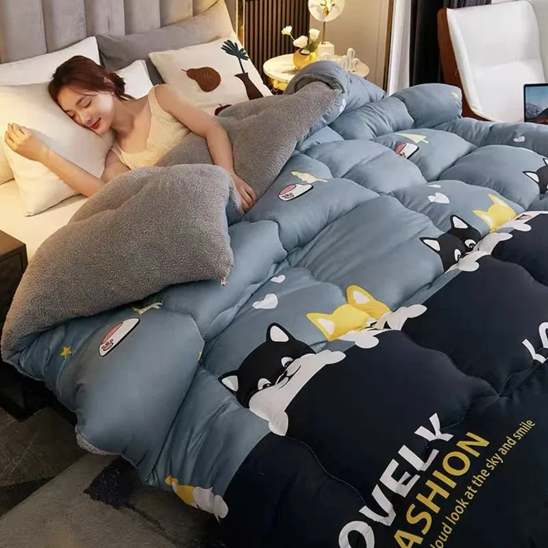 Luxury Warm Patchwork Quilt Duvet - Thicken Lamb Wool Comforter