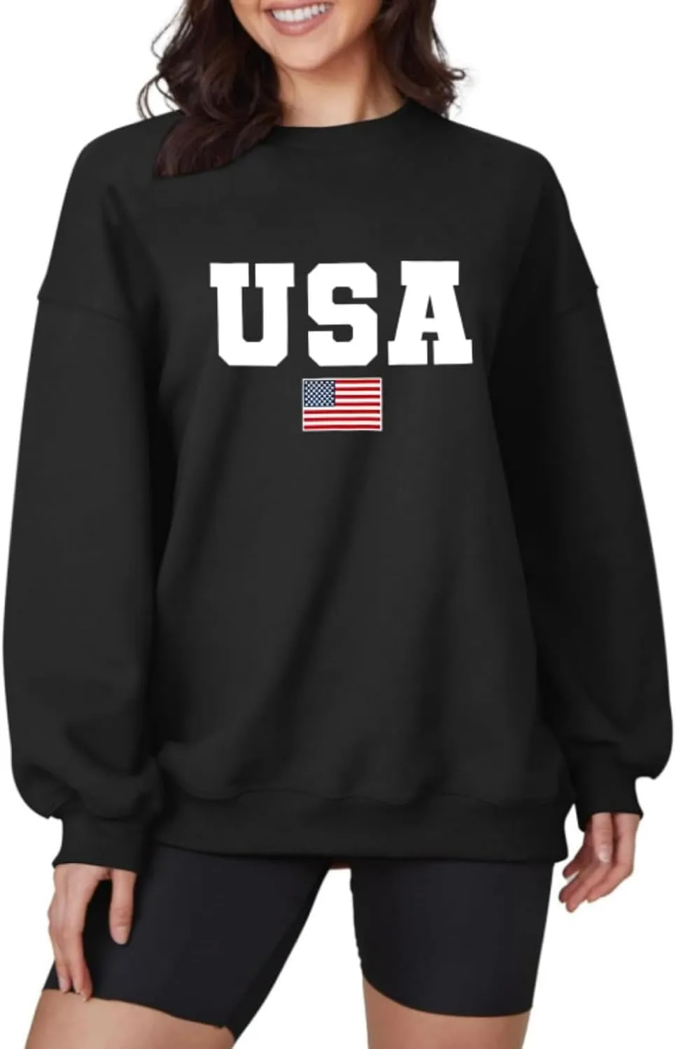 Mama Sweatshirt Women Mama Letter Print Graphic Mom Life Long Sleeve USA Sweatshirt Pullover American Flag Shirt Tops