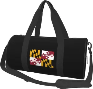 Maryland State Flag Convertible Garment Bag with Shoulder Strap, Carry on Garment Duffel Bag for Men Women - Rolling Foldable for Travel Luggage Bags (Black)