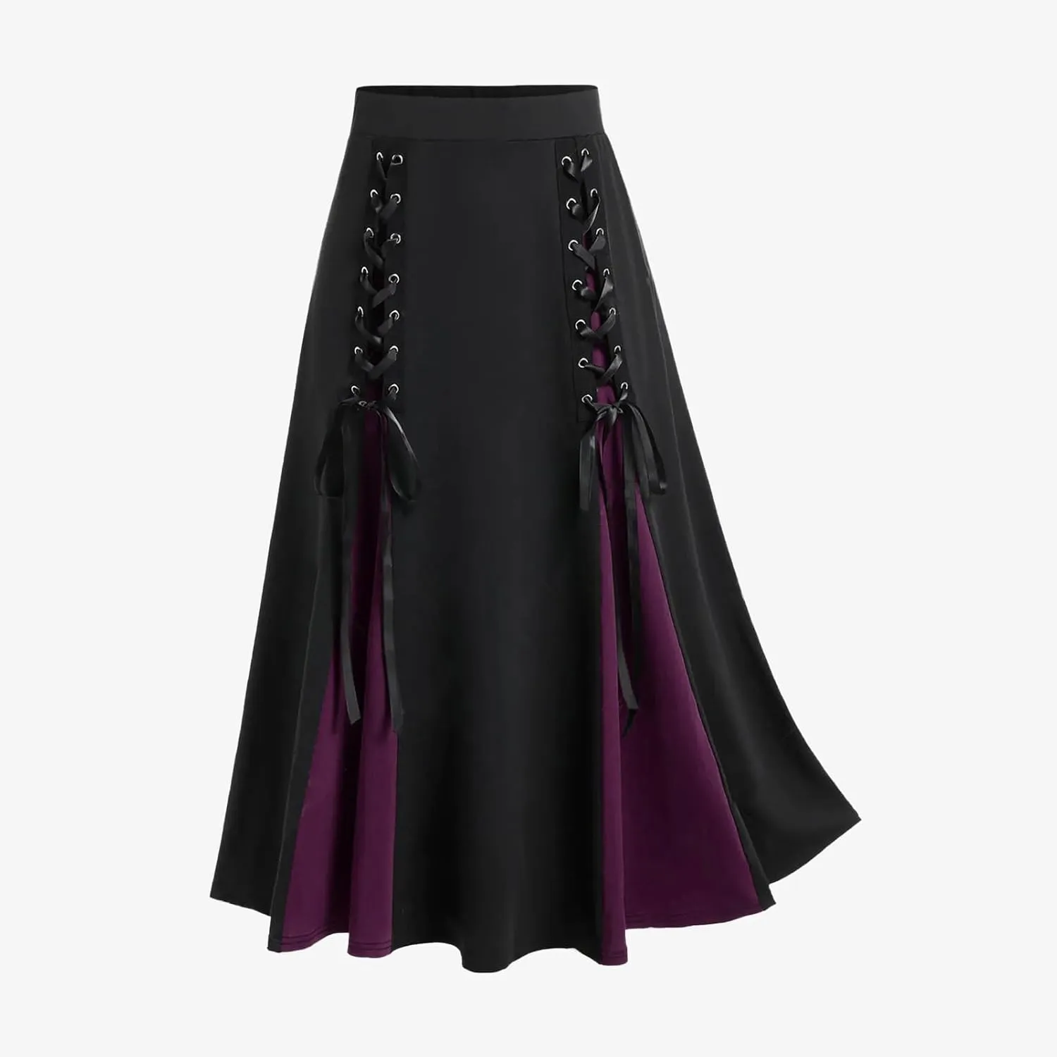 Maxi Skirts Women's Victorian Skirt Vintage A-Line Long Midi Skirt Lace Up Gothic Pleated Skirt Solid Long Skirts