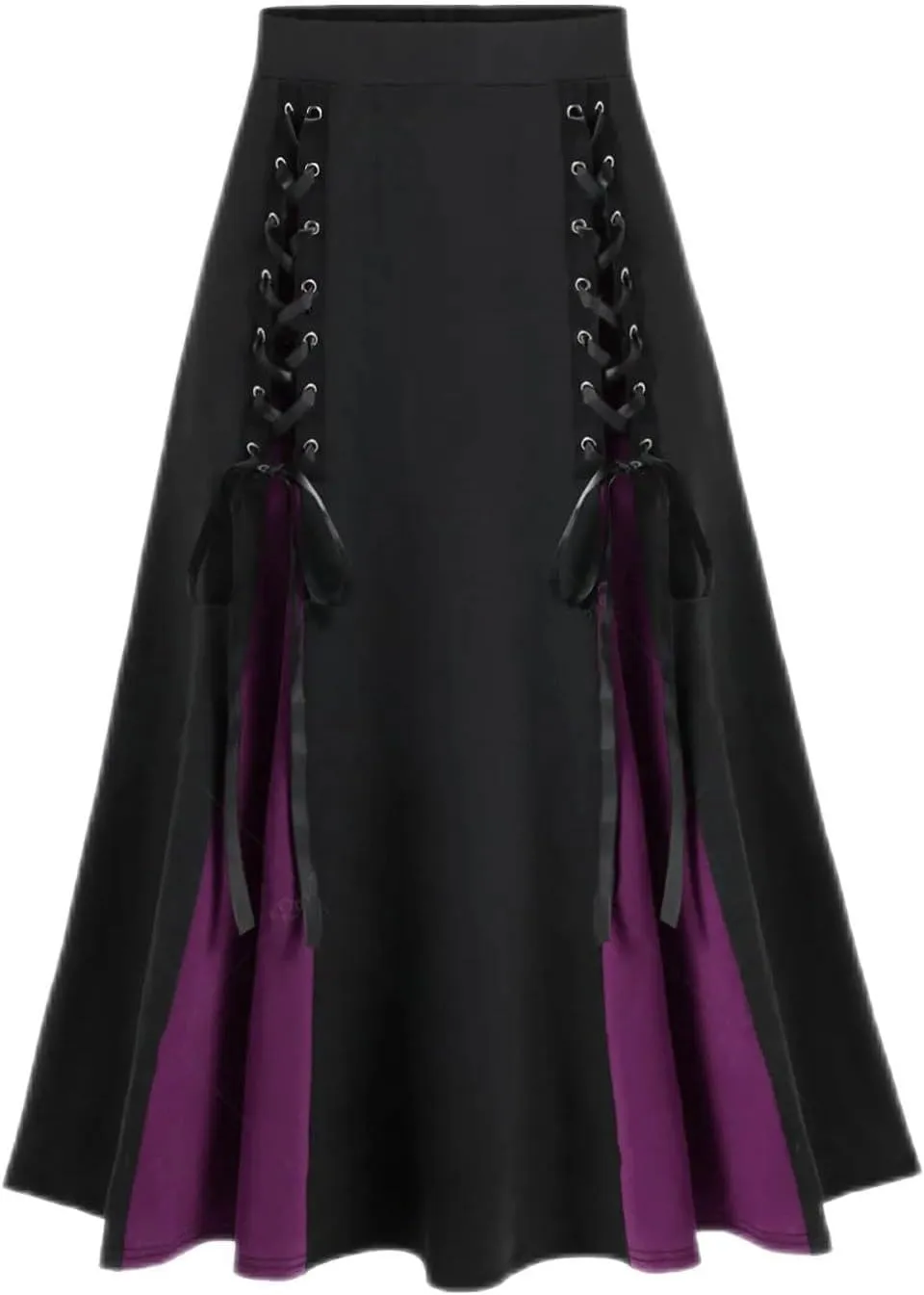 Maxi Skirts Women's Victorian Skirt Vintage A-Line Long Midi Skirt Lace Up Gothic Pleated Skirt Solid Long Skirts
