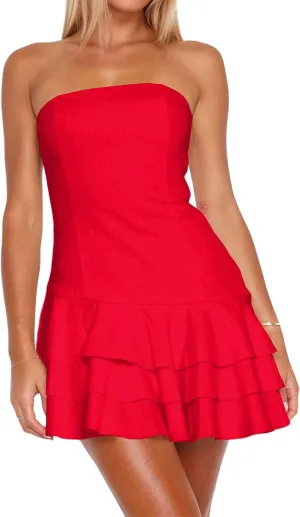 Meladyan Women's 2025 Summer Strapless Tube Dress Sexy Off Shoulder Ruffle Tiered Flowy Mini Dresses