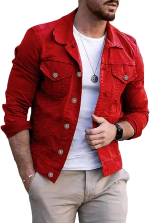 Men's Denim Jacket Casual Regular Fit Button Down Long Sleeve Jean Trucker Jacket