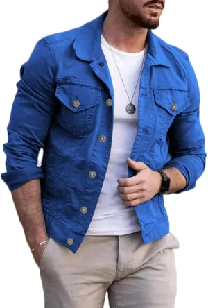 Men's Denim Jacket Casual Regular Fit Button Down Long Sleeve Jean Trucker Jacket